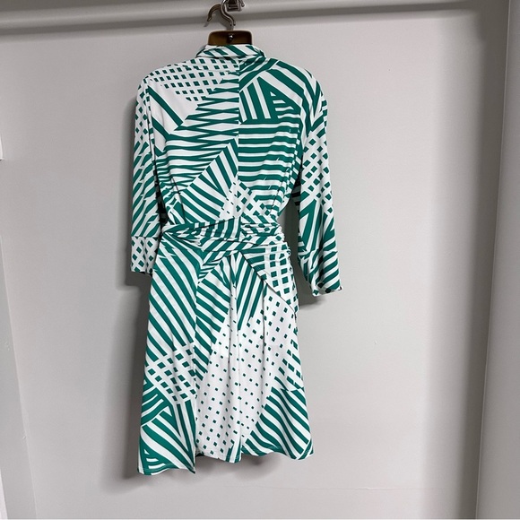 Laundry By Shelli Segal Green and White Geometric Dress XL 14-16 - Picture 2 of 9